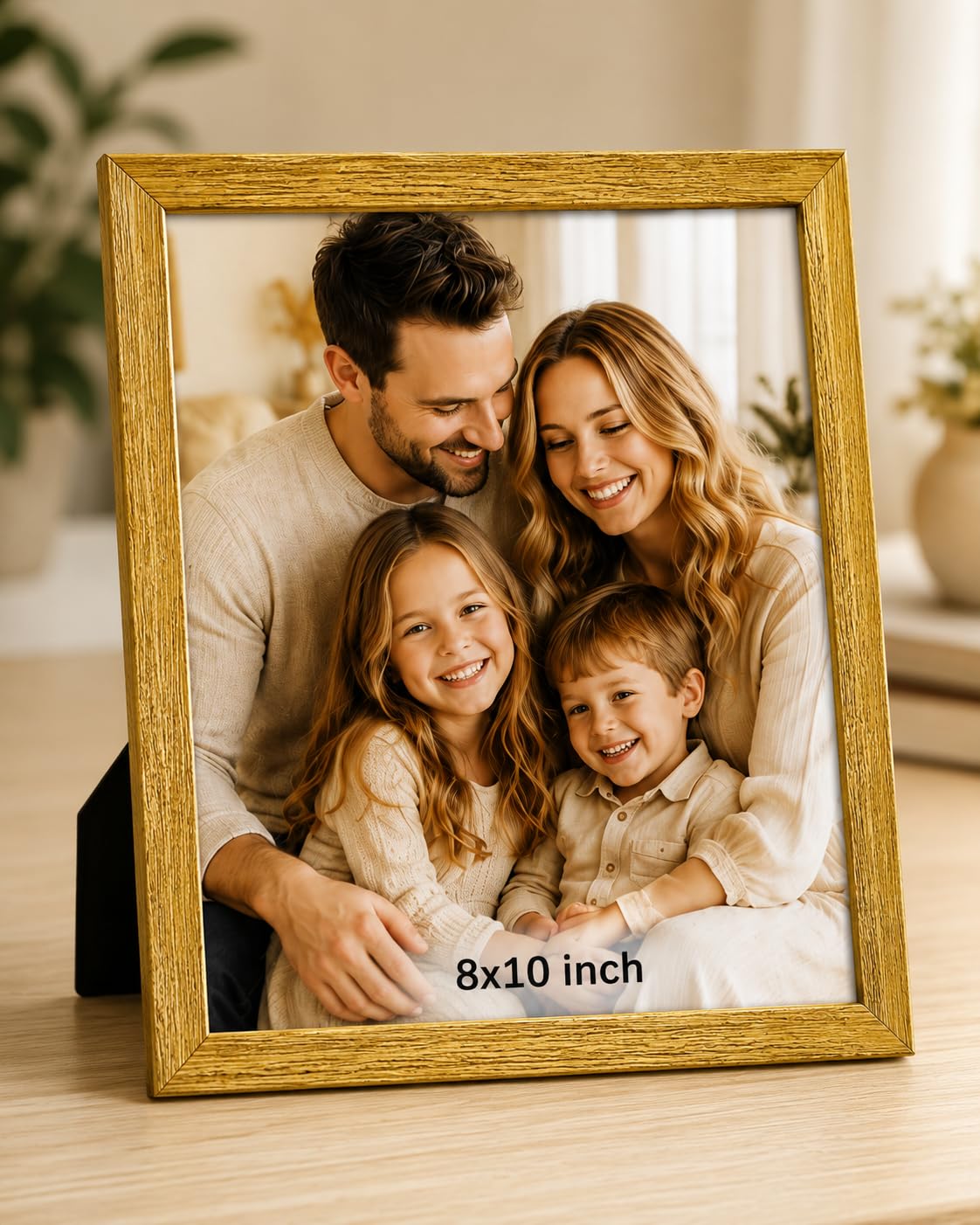 8x10 Inch Golden Wooden Table Photo Frame | Premium MDF Picture Frame with Plexiglass | Tabletop & Wall Mount Display | Family Photo Frame for Home, Office & Gifts (Gold, Single)-image-49