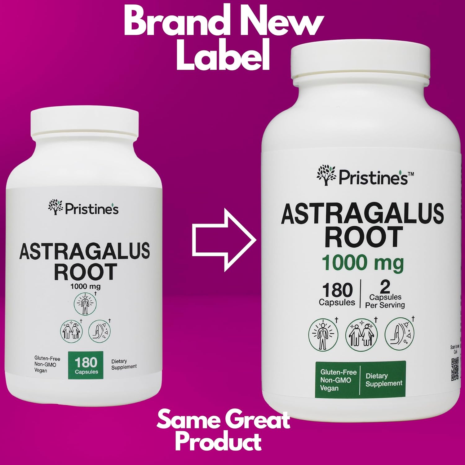 PRISTINE'S Astragalus Root Immune Support Supplement Capsules -1000mg 90 Day Supply Herbal Adaptogen - Healthy Aging, Heart & Lung Health - Image 2