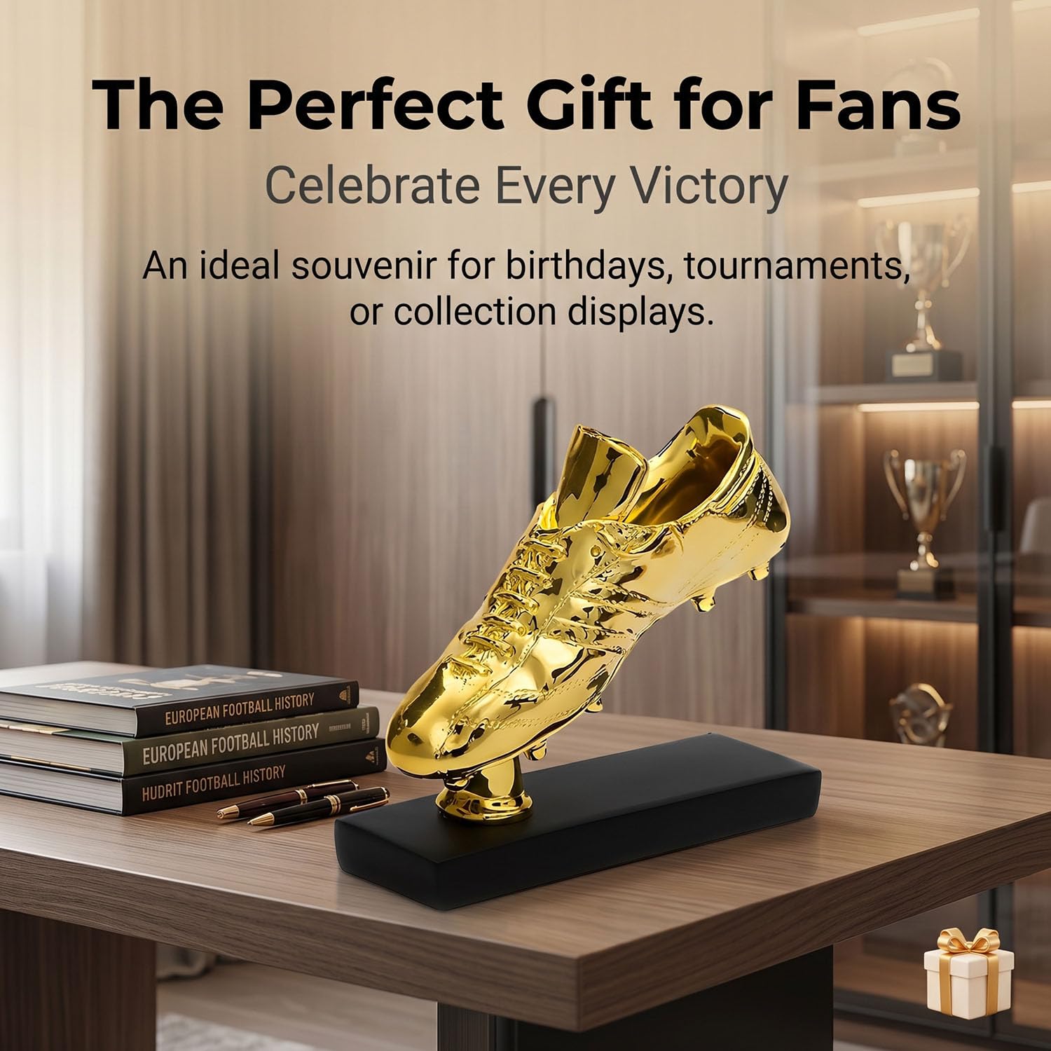 Réplica Trofeo Bota de Oro, Trofeo Golden Boot de Resina, Regalo Fútbol Máximo Goleador, Recuerdo de Fútbol para Jugadores Fans Entrenadores, Adorno Escritorio