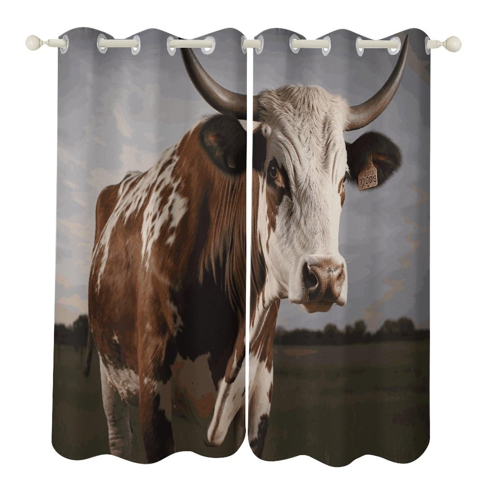 Rideaux occultants thermiques contre le froid et la lumière motif vache