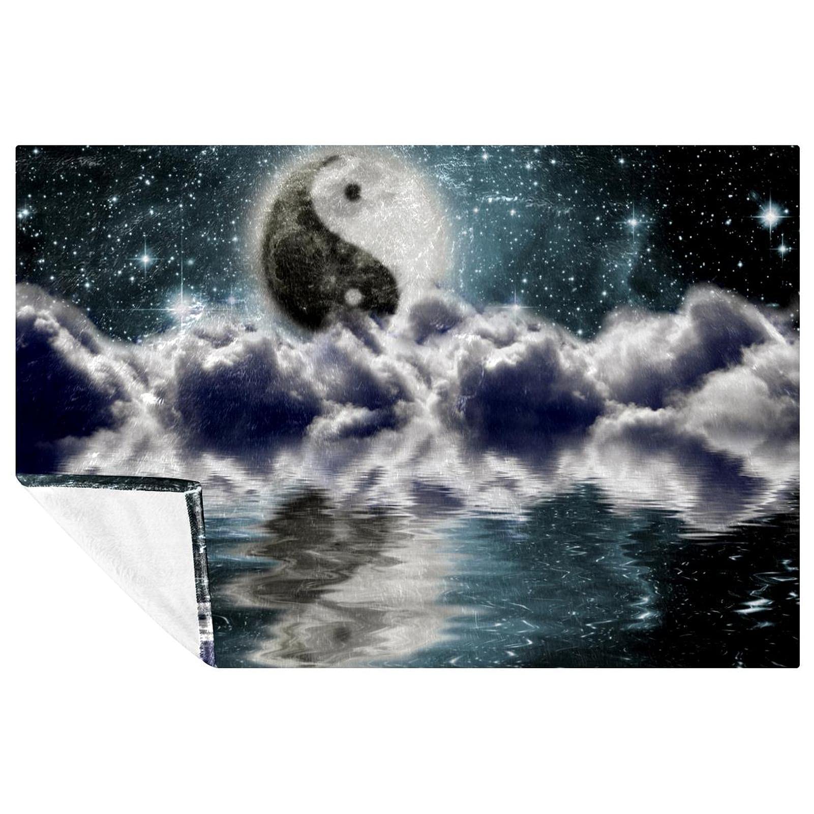Plaid Moon Yin Yang couverture chaude de lit et canapé 150x100cm