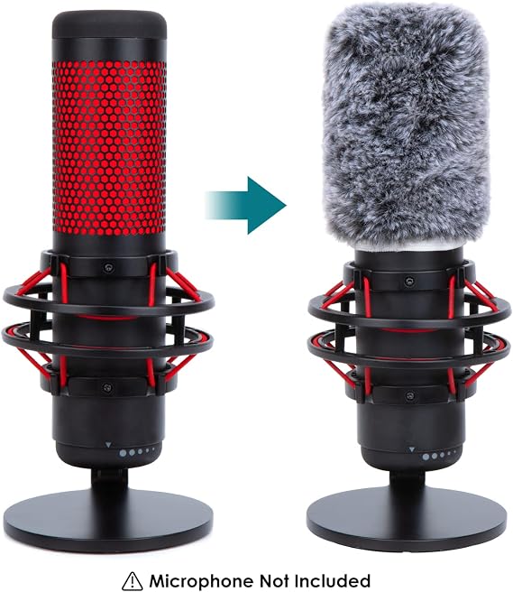 YOUSHARES QuadCast Microphone Windscreen, Furry Wind Cover Microphone Wind Shield Compatible with HyperX QuadCast Mic and HyperX QuadCast S microfono for Filter Ambient and Breathing Winds