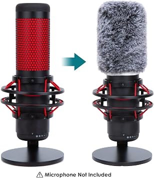 YOUSHARES QuadCast Microphone Windscreen, Furry Wind Cover Microphone Wind Shield Compatible with HyperX QuadCast Mic and HyperX QuadCast S microfono for Filter Ambient and Breathing Winds