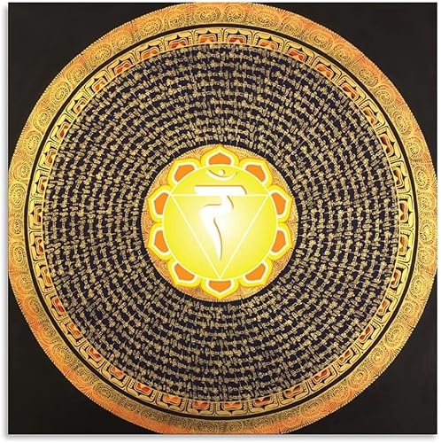 Póster de meditación de buda, mantra de chakras del plexo solar, mandala, budismo, religión, póster de arte de pared, regalos para dormitorio,