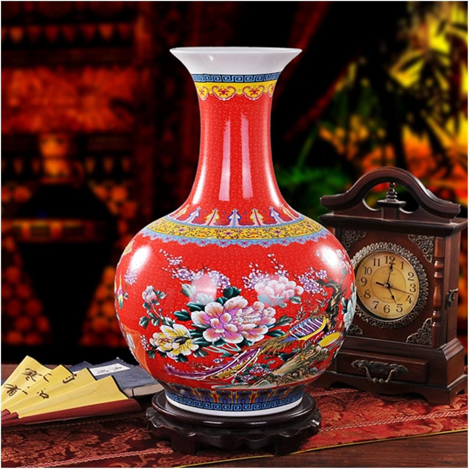 Vase Desktop Antique Porcelain Enamel Desgin Big Floor Chinese Classical Decoration Large Ancient Palace Vases(C)