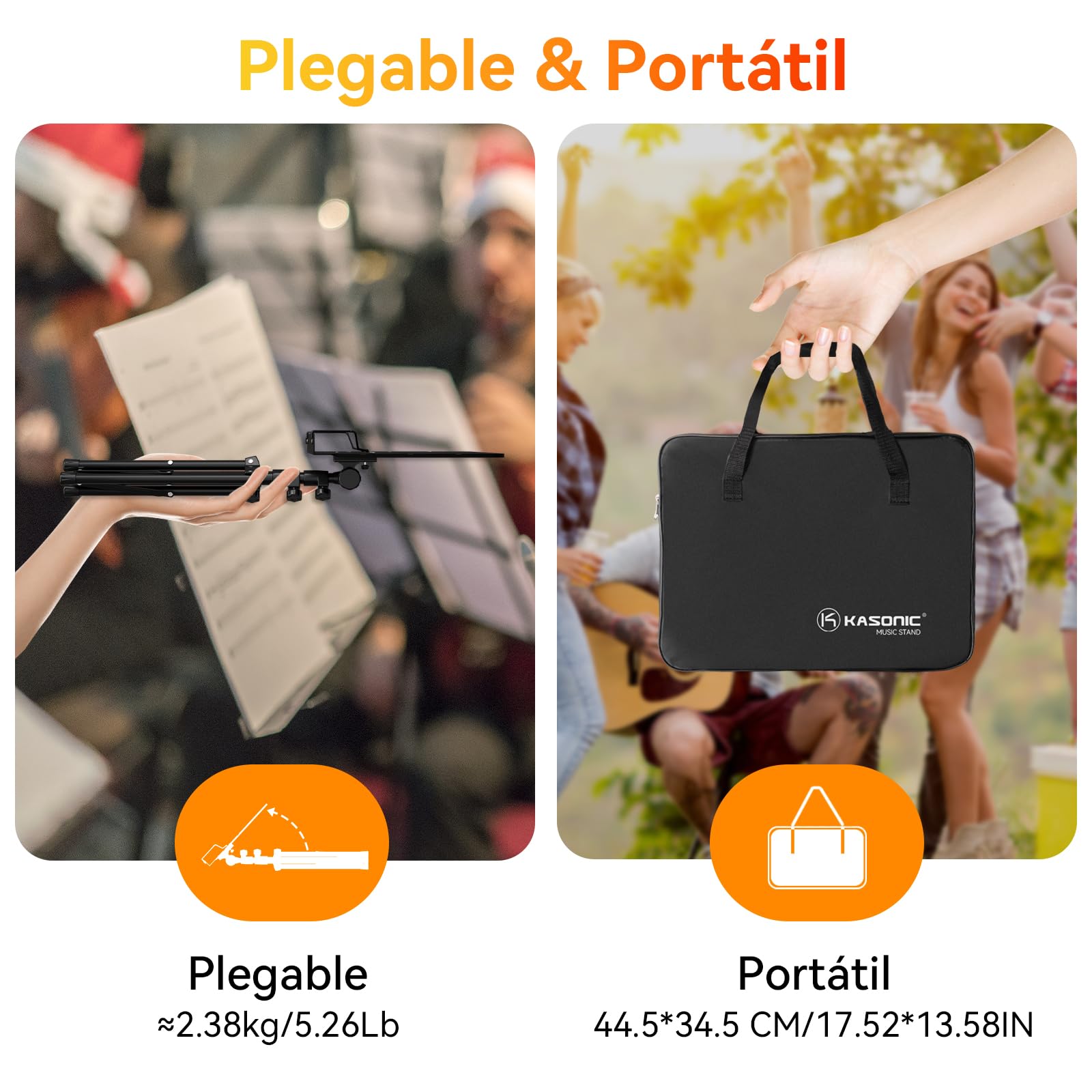 K KASONIC Soporte plegable para partituras y soporte para libros de escritorio 2 en 1 de doble uso con bolsa de transporte portátil y soporte para clip de partituras
