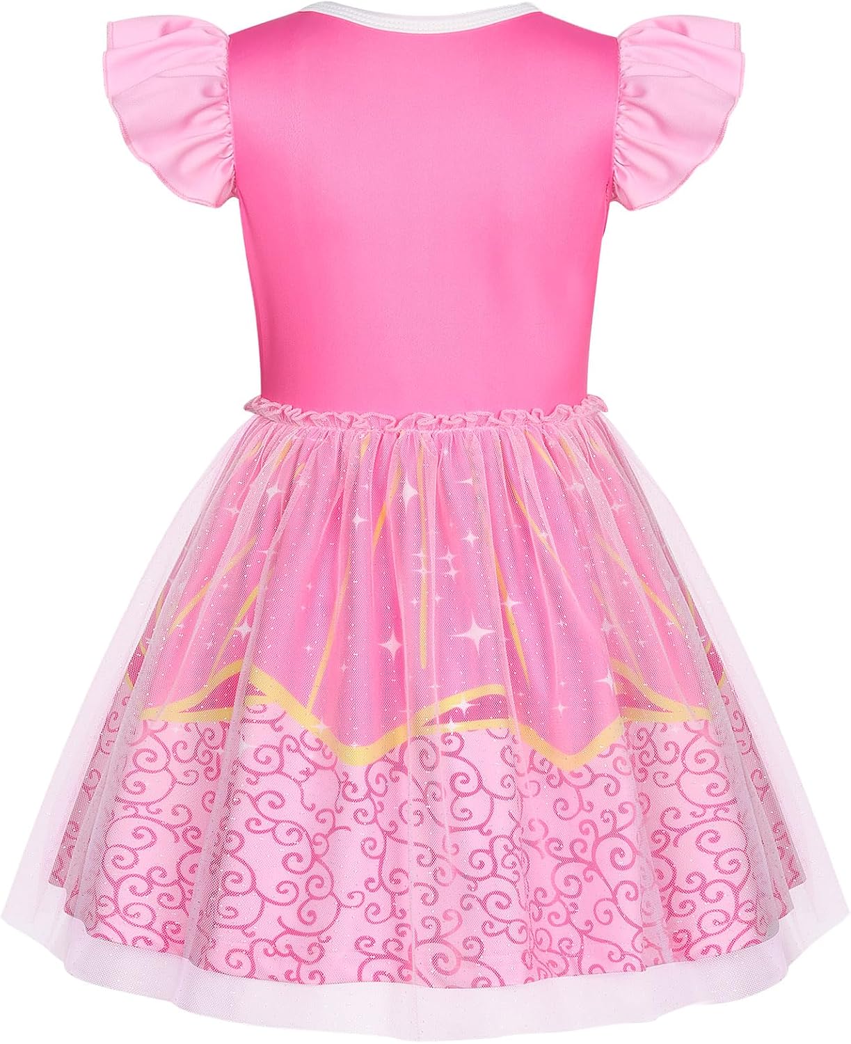 COTRIO Princess Dress Girls Sparkly Tulle A-Line Casual Twirly Skater Dress