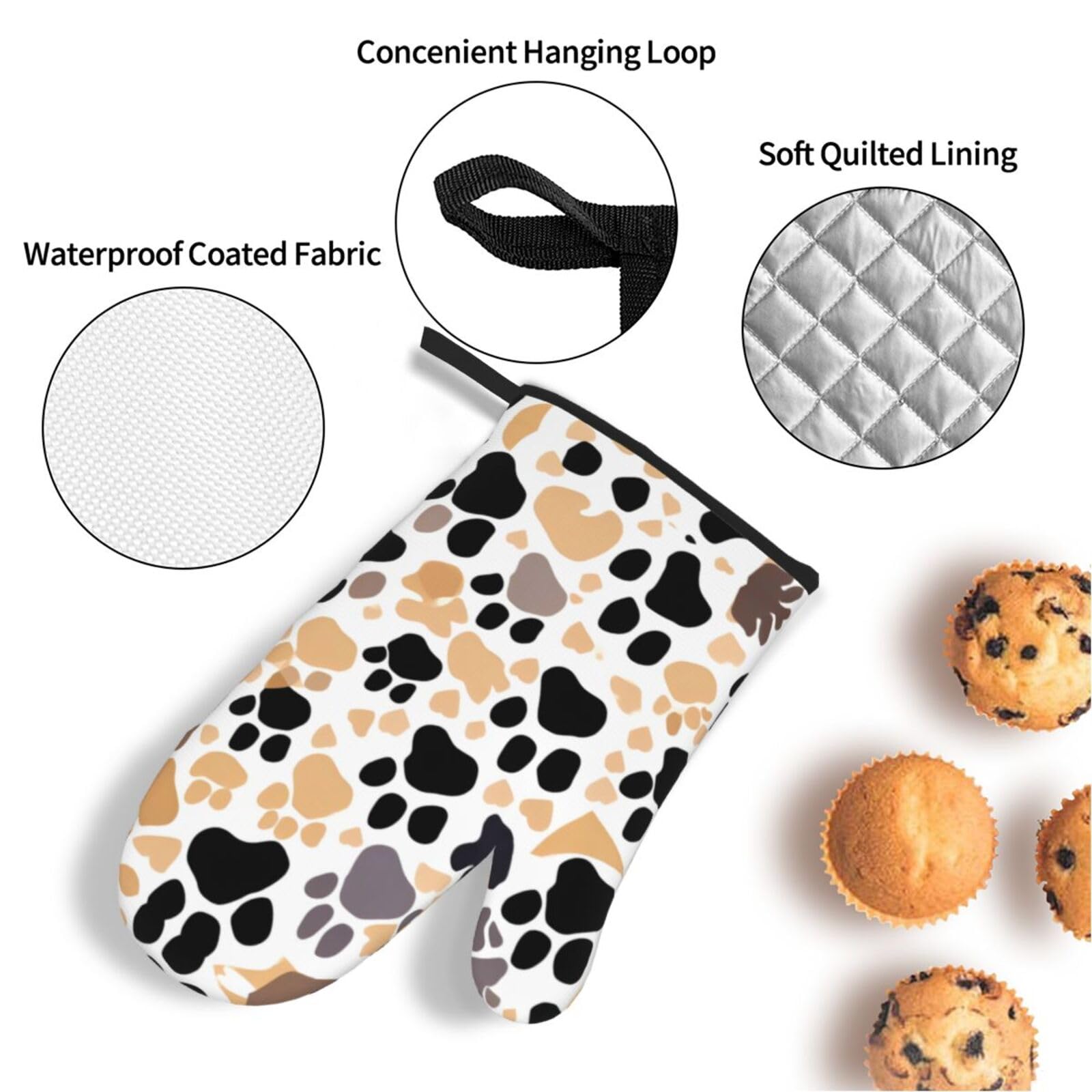 Ofenhandschuhe & Topflappen Set Mit Hundepfoten-Muster – Hitzebeständig & Wasserdicht