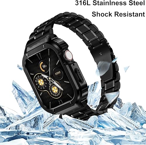 Miniatura 5 de HASLFM - Correa de reloj de acero inoxidable con funda compatible con Apple Watch Series 6, 5, 4, SE321 (1.732 pulgadas), serie 3, 2, 1 (1.654