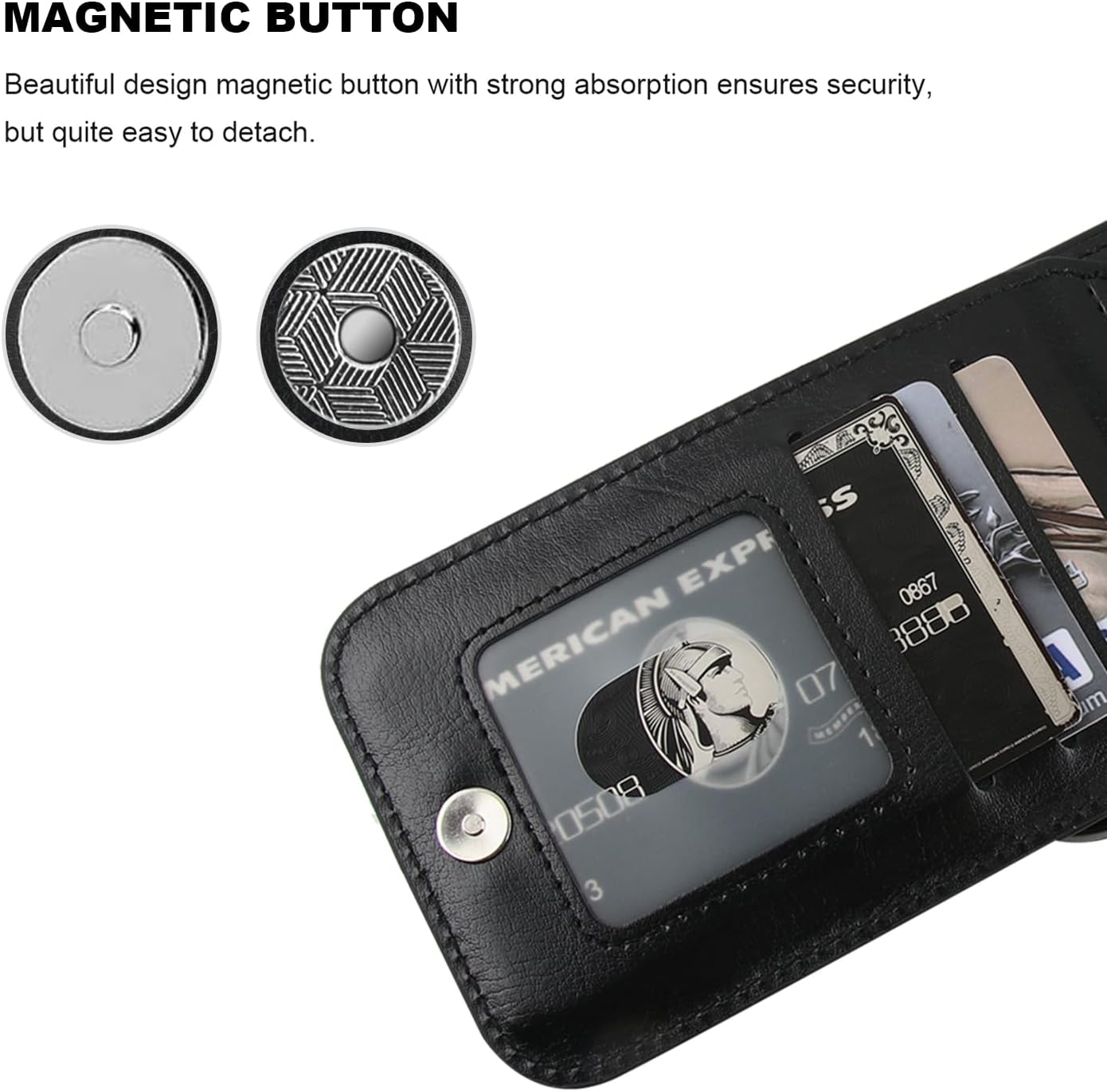 KIHUWEY for iPhone 17 Air Case Wallet Compatible with MagSafe Wireless Charging, Credit Card Holder, RFID Flip Leather Magnetic Clasp Kickstand Heavy Duty Protective Cover 6.5 Inch (Black)