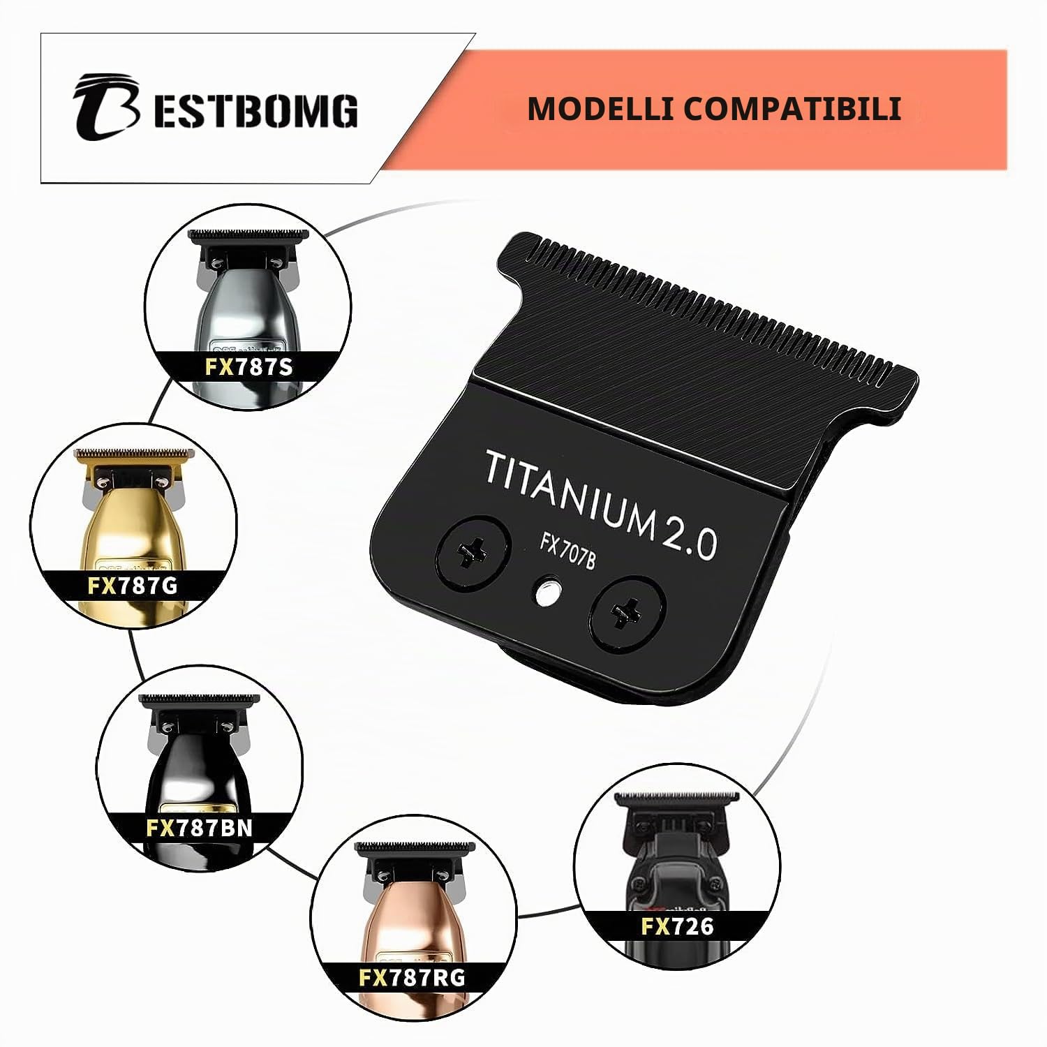 FX707B Lame di ricambio DLC compatibili con i trimmer BaBylissPRO FX787 e FX726, 2 unità