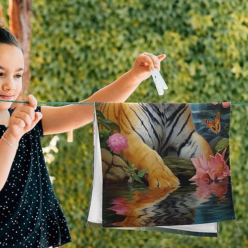 Vista 175 de Juego de 2 toallas de baño de color morado, remolques de mano de lobo, toallas de baño, toallas suaves y absorbentes para baño, cocina, gimnasio