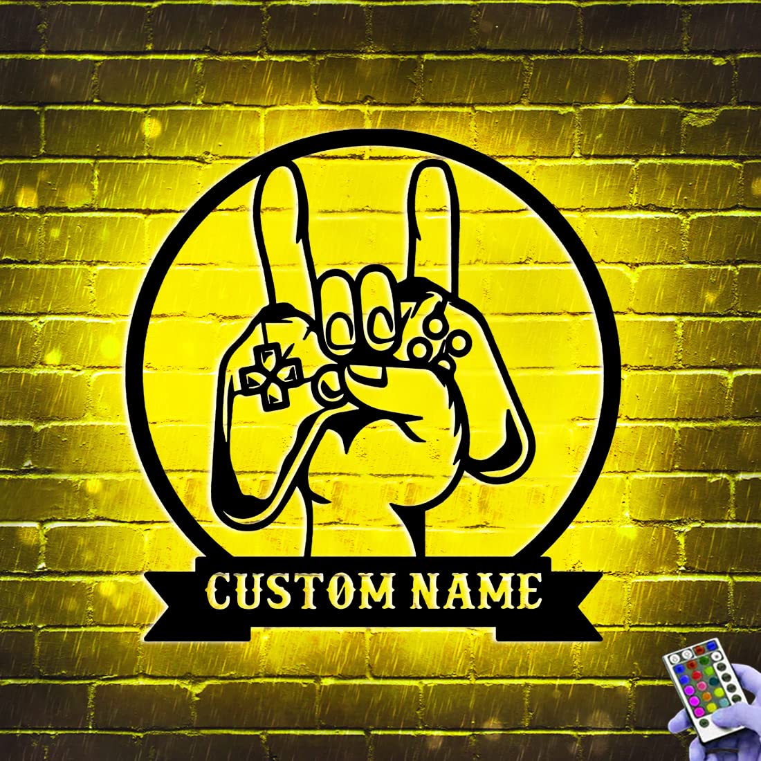 Personalized Gamer Name Neon Sign with 16 Colors and Remote Control Gamepad Controller Shape Neon Lights for Teen Boys Bedroom Wall Decor, LED Night