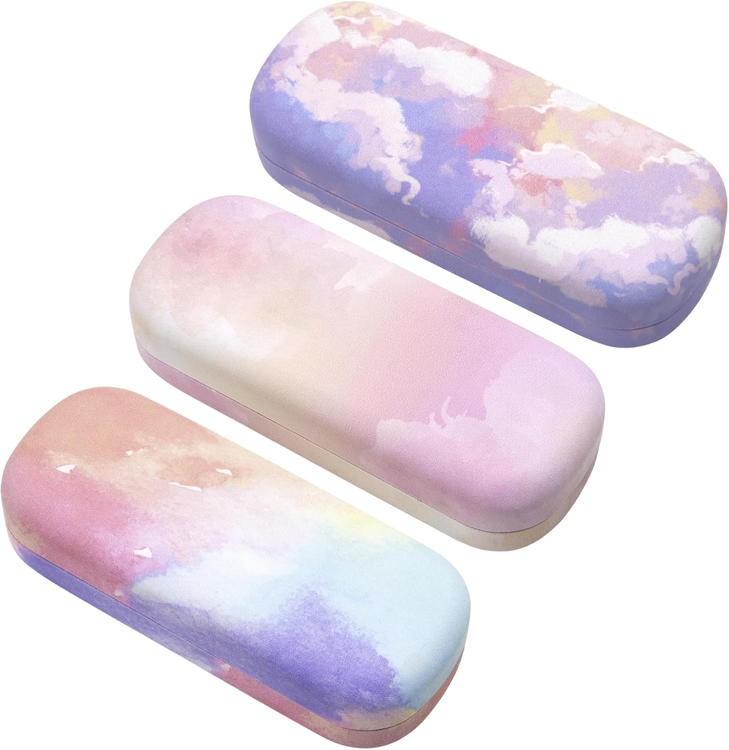 3 Pack Sunglass Cases Hard Shell, Cute Large Eyeglasses Case Linen Clound Glass Organizations for Women Girls, Classical