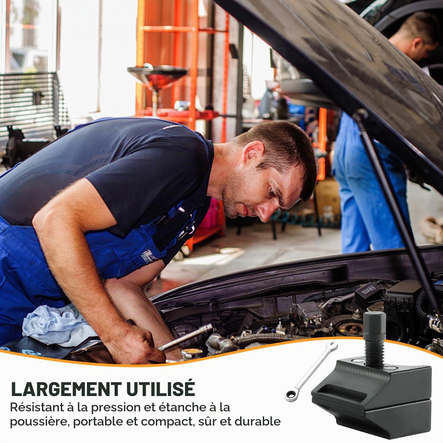 Expanseur de Suspension Professionnel pour Moyeu de Jambe de Force/Fusée d'Essieu - Outil Mécanique en Acier 4x2.5x3 cm avec Clé Intégrée (Noir)