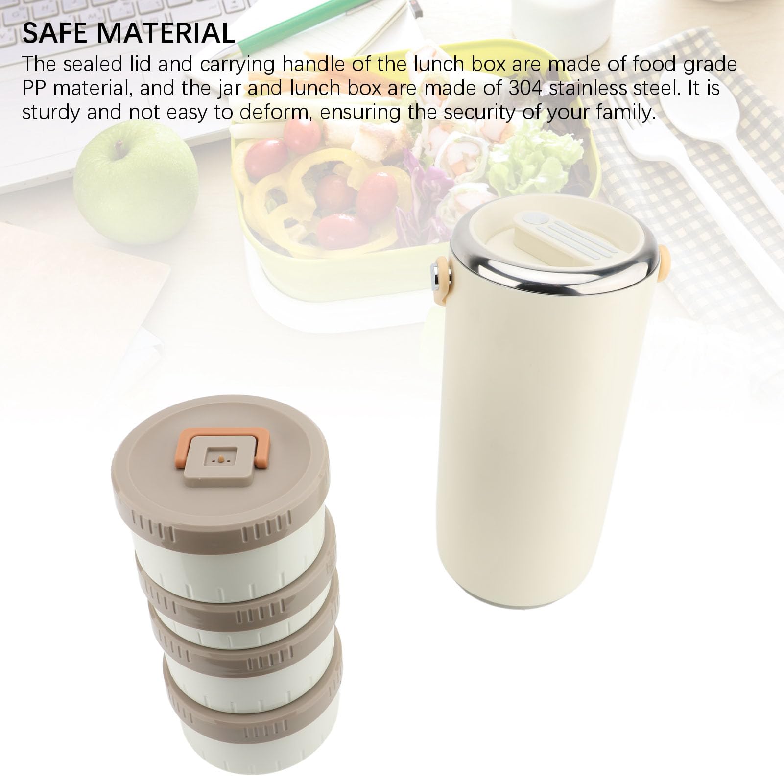 Topiky Tarro de Comida con Aislamiento Al Vacío de Acero Inoxidable, Recipiente de Comida Caliente a Prueba de Fugas de Boca Ancha de 3,4 L, Termo de Sopa Portátil para Almuerzo, Trabajo, Viajes,