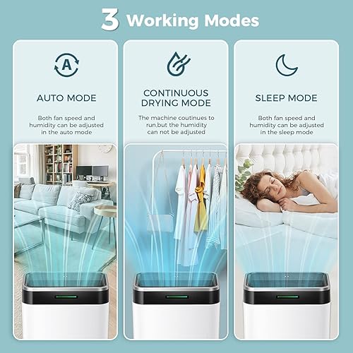 Miniatura 2 de ZAFRO Deshumidificador de 3500 pies cuadrados y 45 pintas para habitación grande hogar y sótano con manguera de drenaje deshumidificador con drenaje