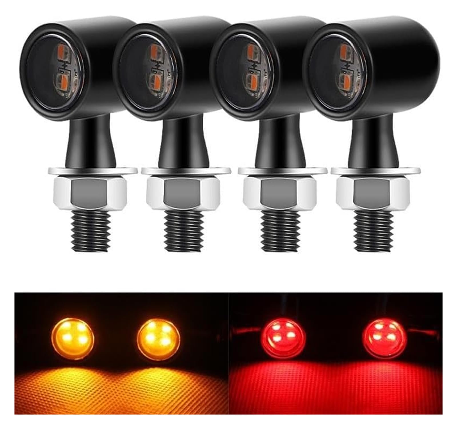 Indicatore Direzione Anteriore per Yamaha Indicatori di Direzione A 4 LED, Luce Posteriore, Freno, Diurna, Lampeggiante(2pcs Amber White)
