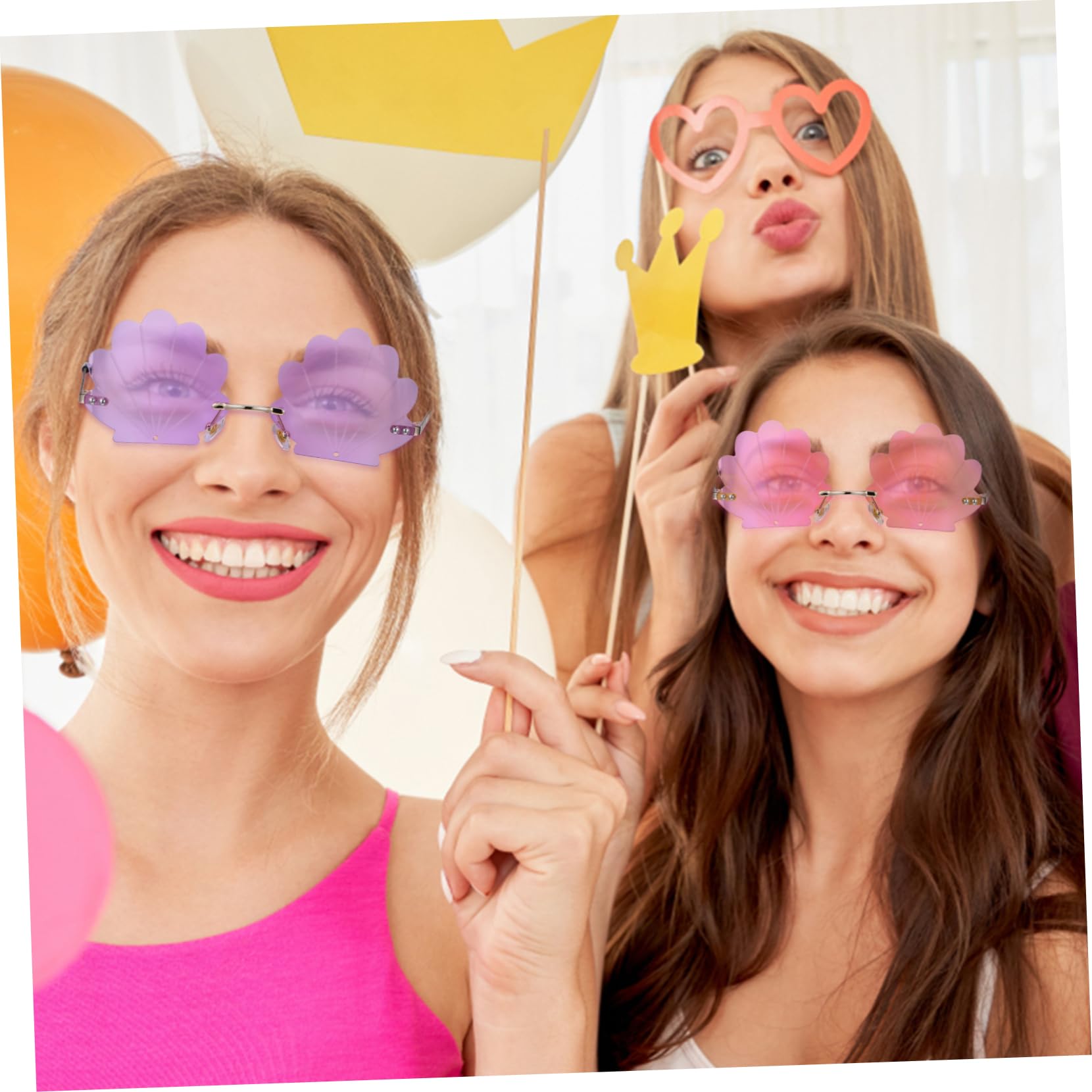 BESPORTBLE 2pezzi Occhiali Da Sole Forma Di Conchiglia Design Senza Montatura Due Colori Disponibili Accessori Per Feste e Uso Quotidiano