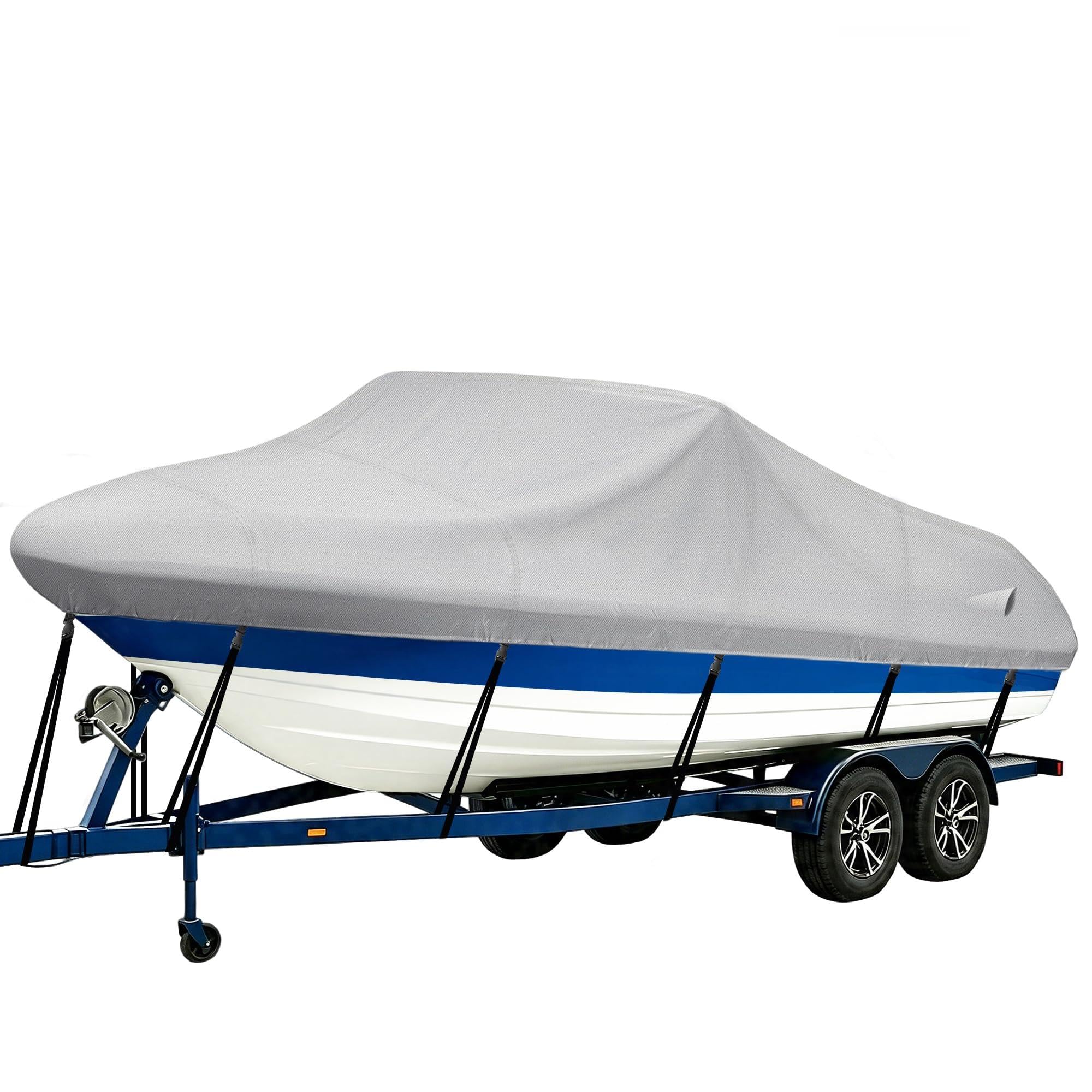 iCOVER Trailerable Boat Cover- 16'-18.5' 800D Water Proof Heavy Duty, Fits V-Hull, Fish&amp;Ski, Pro-Style, Fishing, Utiltiy, Runabout, Bass Boats, up to 16ft-18.5ft Long X 94" Wide