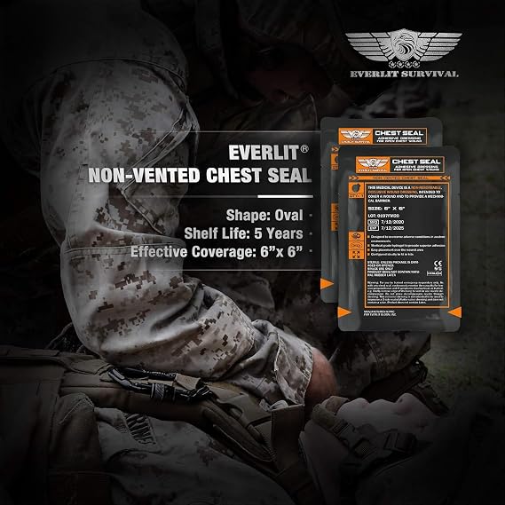EVERLIT Trauma Pak, with CAT GEN-7 Tourniquet QuikClot Hemostatic Dressing Rolled Gauze Mil-Spec Military Tactical Bleeding Control Supplies (Advanced)