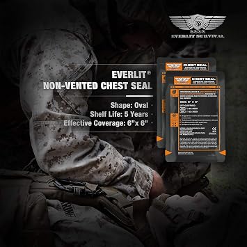 EVERLIT Trauma Pak, with CAT GEN-7 Tourniquet QuikClot Hemostatic Dressing Rolled Gauze Mil-Spec Military Tactical Bleeding Control Supplies (Advanced)