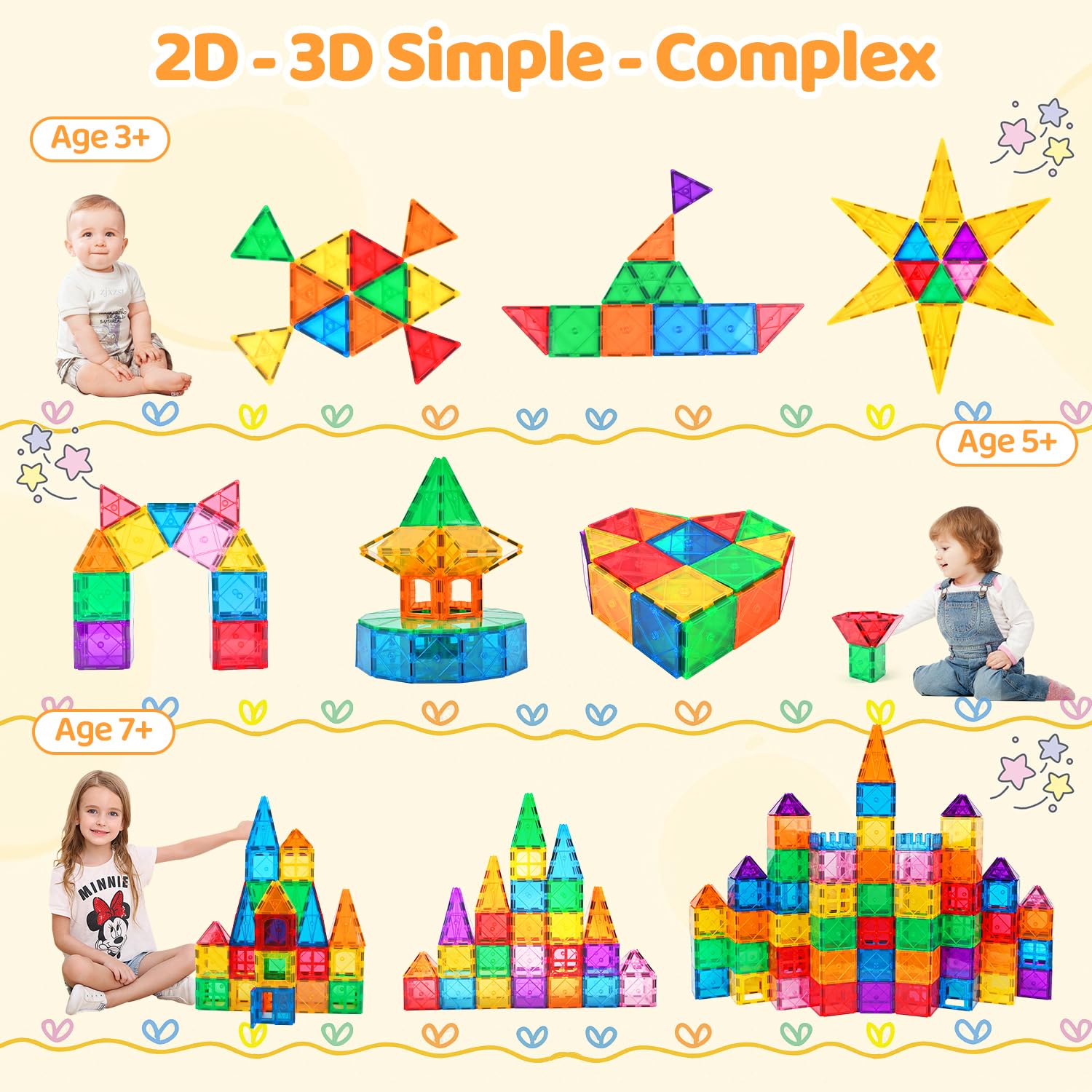 CUIOLTOY Costruzioni Magnetiche, 92 Pezzi Tessere Magnetiche per Bambini Colorati Giocattoli Blocchi Magnetici Divertenti, Costruzione Magnetica per Bambini di 3 4 5 6 anni
