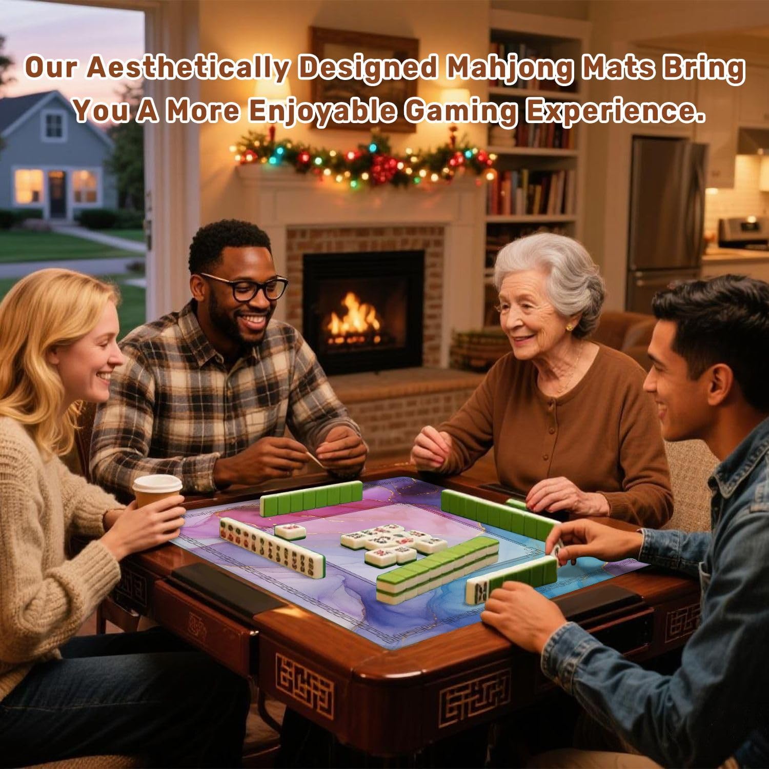 Mahjong Mat for Table Currents Translucent hues snaking Swirls Foamy Sprays Color Shape 31.5" x 31.5" Non-Slip Noise-Reducing Game Mat Premium Mahjong Accessories for Poker Dominoes Board Games