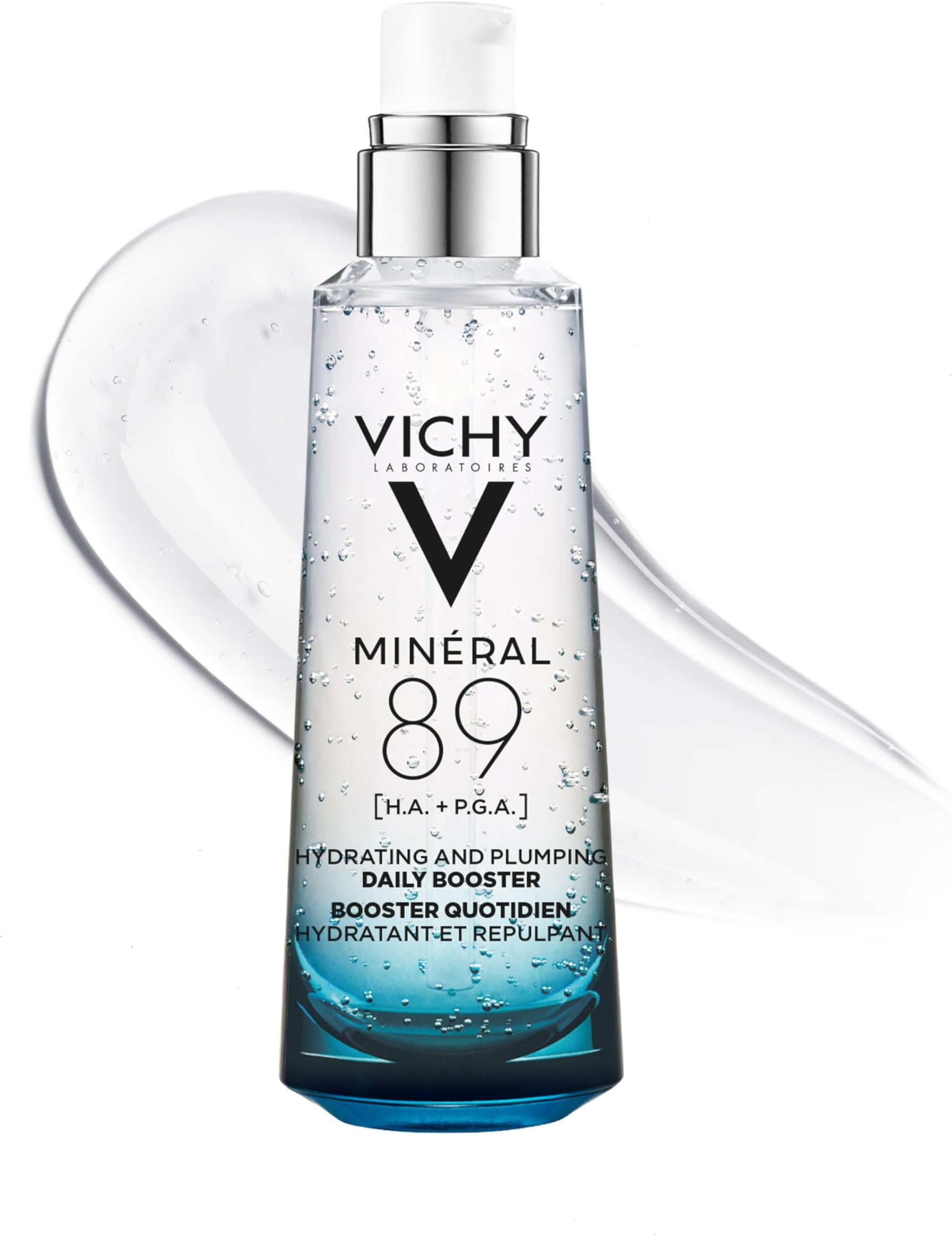 Vichy Mineral 89 Booster, Pure Hyaluronic Acid Serum for Face with Polyglutamic Acid for Skin Barrier Repair, Plumps & Hydrates, Lightweight Hydrating Serum, Oil-Free, Non-Sticky
