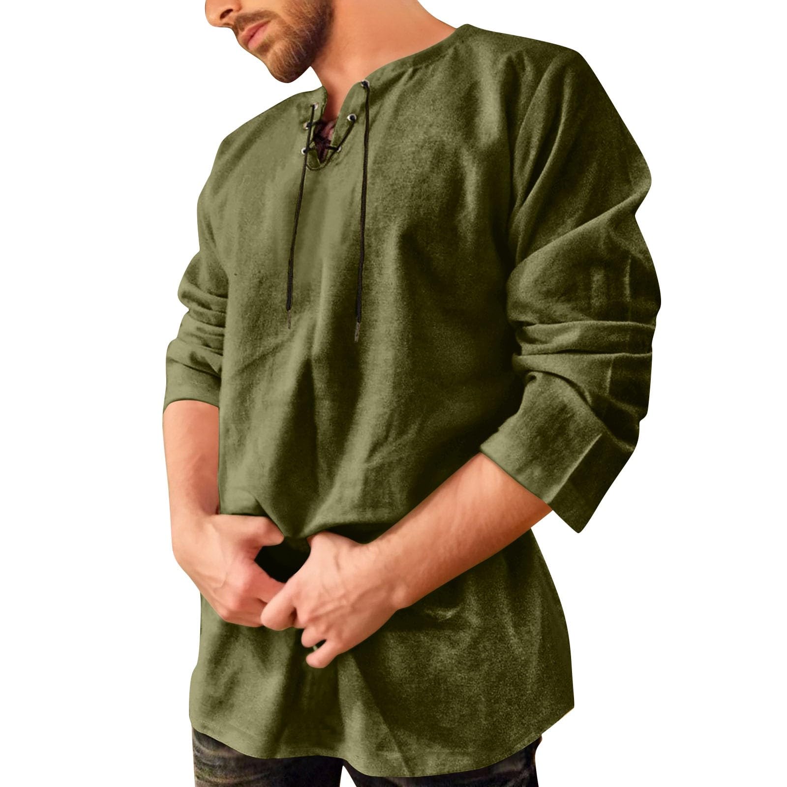 Chemise Médiévale Homme En Lin - Déguisement Viking, Templier, Pirate - Tunique Blanche Manche Courte