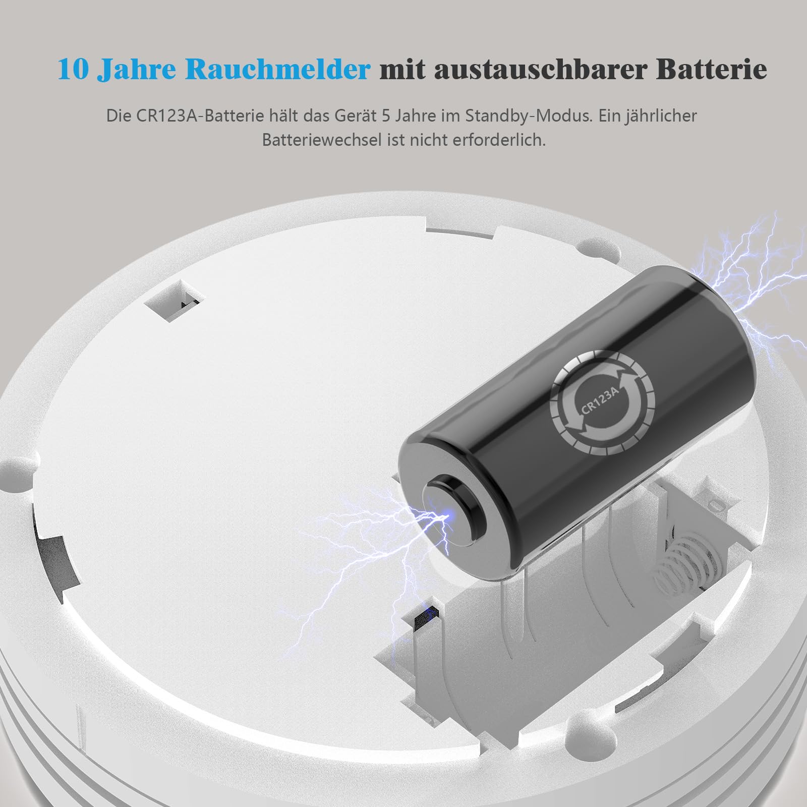 XINDUM 10 Jahre Rauchmelder mit Basisstation Smart Feueralarm 6 Set | TÜV-Rheinland zertifiziert nach EN 14604 Vernetzter Feuermelder mit austauschbarer Batterie kompatibel mit APP