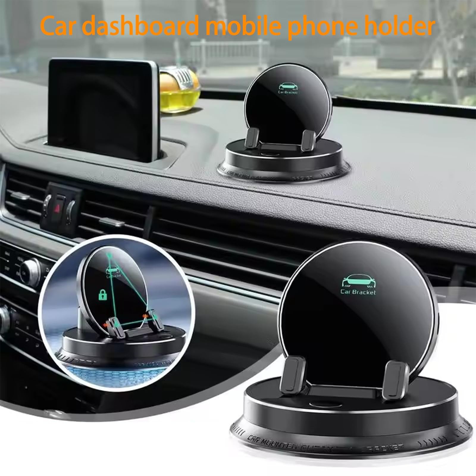 Supporto per Telefono Cellulare Multifunzionale Cruscotto Auto Elettrico, Universale Rotazione a 360° Antiscivolo E Ultra Stabile - Utilizzo Con Una Sola Mano Per Tutti(Black-2pcs)