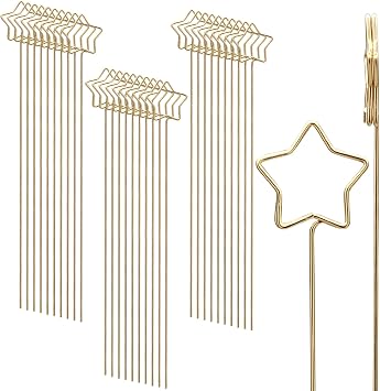 Luomorgo 40 Pcs Gold Floral Place Card Holders, Star Wire Floral Picks