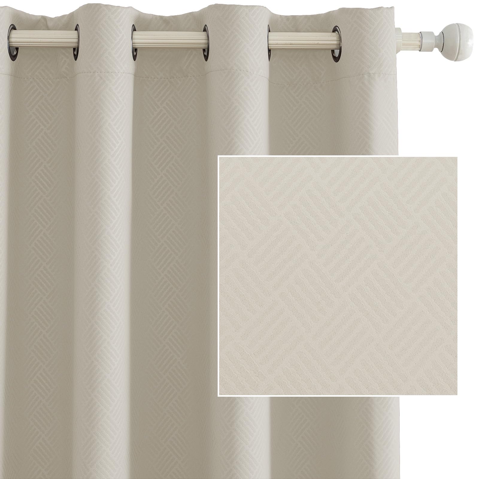 Ystyle Cortinas Termicas Aislantes Frio y Calor Opacas Dormitorio 2 Piezas, 140x260 CM, Modernas Blackout Cortinas con Ojales para Habitacion Salon, Beige Global Recycled Standard Global Recycled Standard Global Recycled Standard