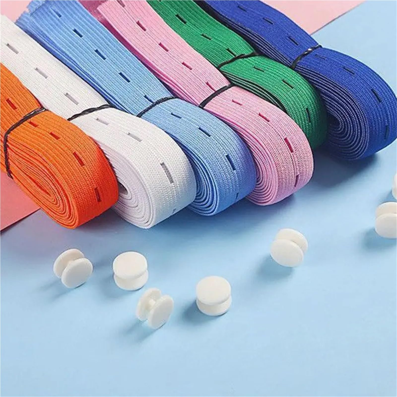 Elástico para coser 240 Uds DIY artesanía costura ropa bandas elásticas Nylon con ojal enrollable ahorro de espacio calcetines organizador ajustable(45cm)