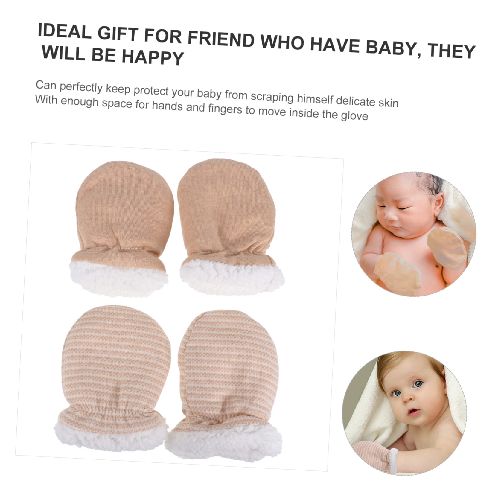 BESPORTBLE Baby Protective Gloves 2 Pairs Scratch-resistant Soft Material Warm for Infants