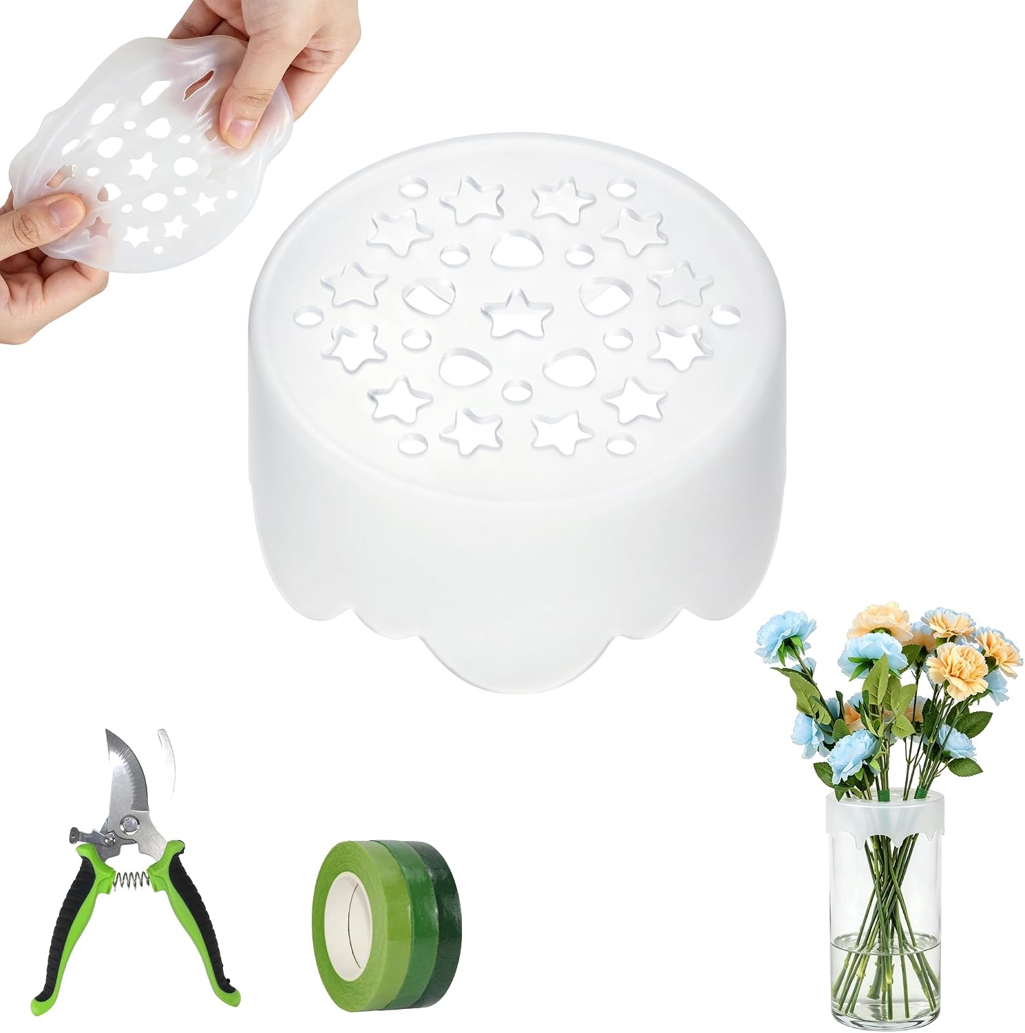 GANKTOWCOY 2Pcs Silicone Flower Arranging Grid Vase Buddy
