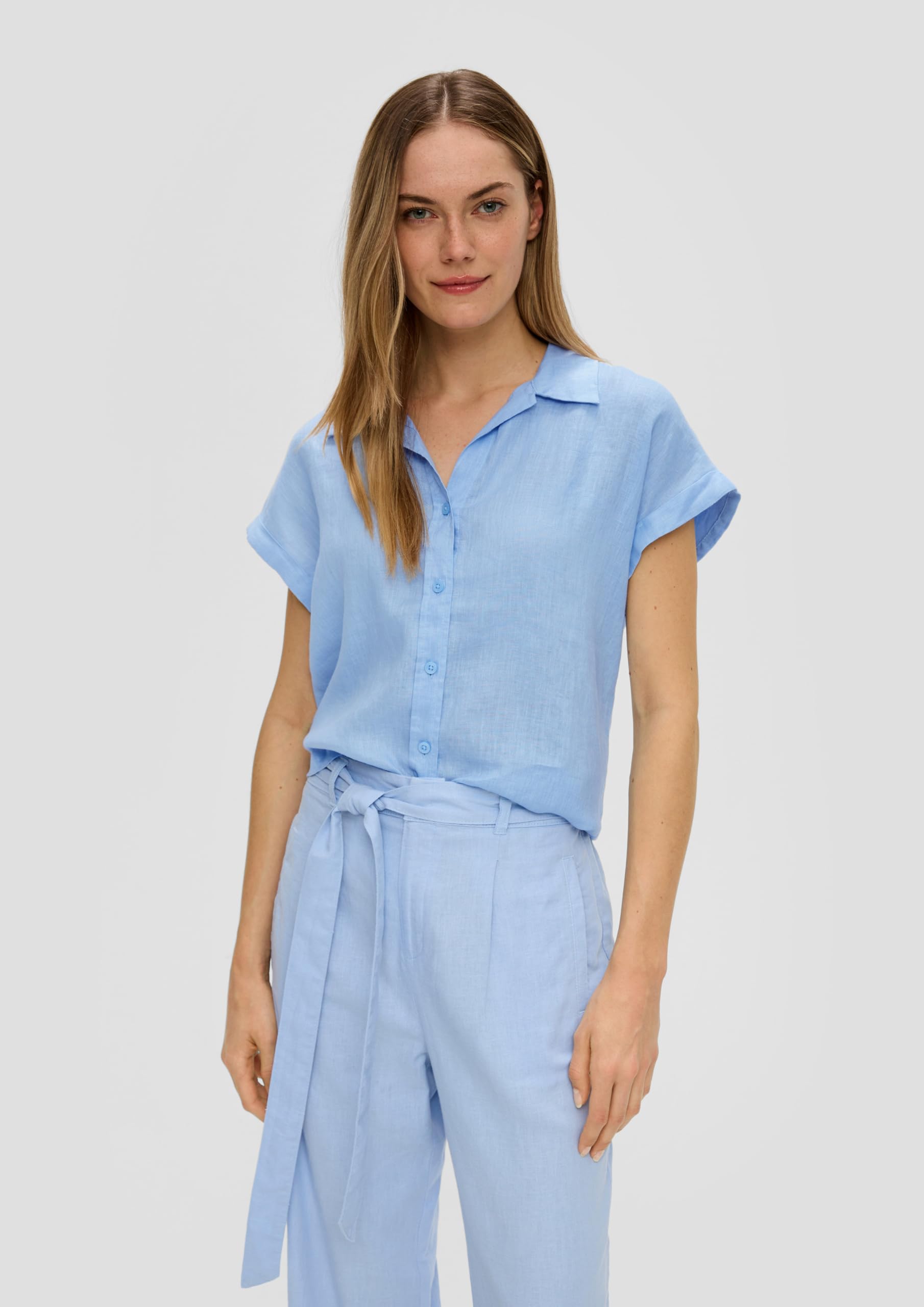 s.Oliver 2147437 Camicia in Lino, Maniche Corte Donna (Pacco da 1)