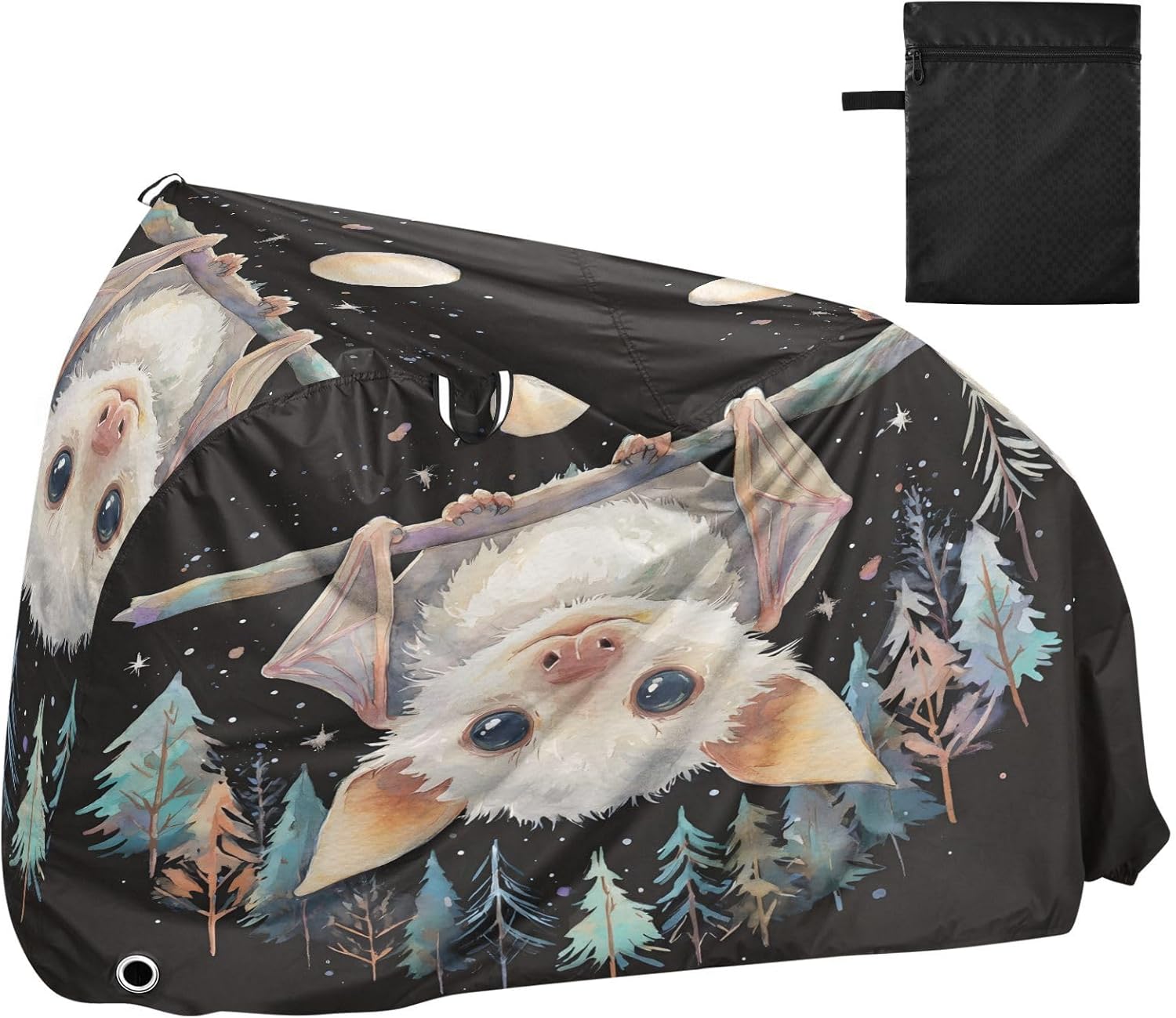 ALAZA Cute Bat Halloween Bike Cover Waterproof Outdoor Ebike Bicycle Covers Tarp Protection for 1/2 Bikes, Sun UV Dust Wind Proof