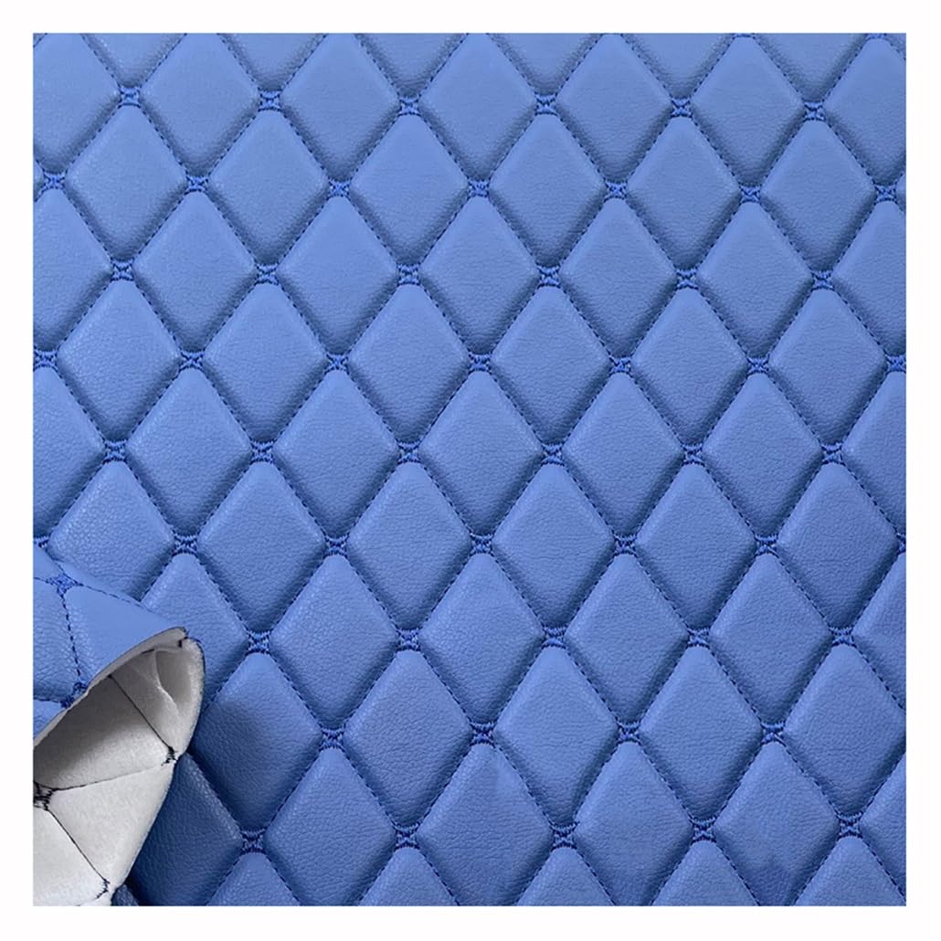Diamond Quilted Foam Faux Leather Vinyl Fabric Non Slip Backed DIY Automotive Headliner Furniture Upholstery Headboards(Blue,1.6X1m)