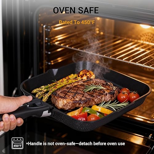 Miniatura 9 de Ammeloo 21-Piece Ceramic Pots and Pans Set Non Stick with Detachable Handles and Egg Frying Pan & 21 Pcs Pots and Pans Set Non Stick with Detachable