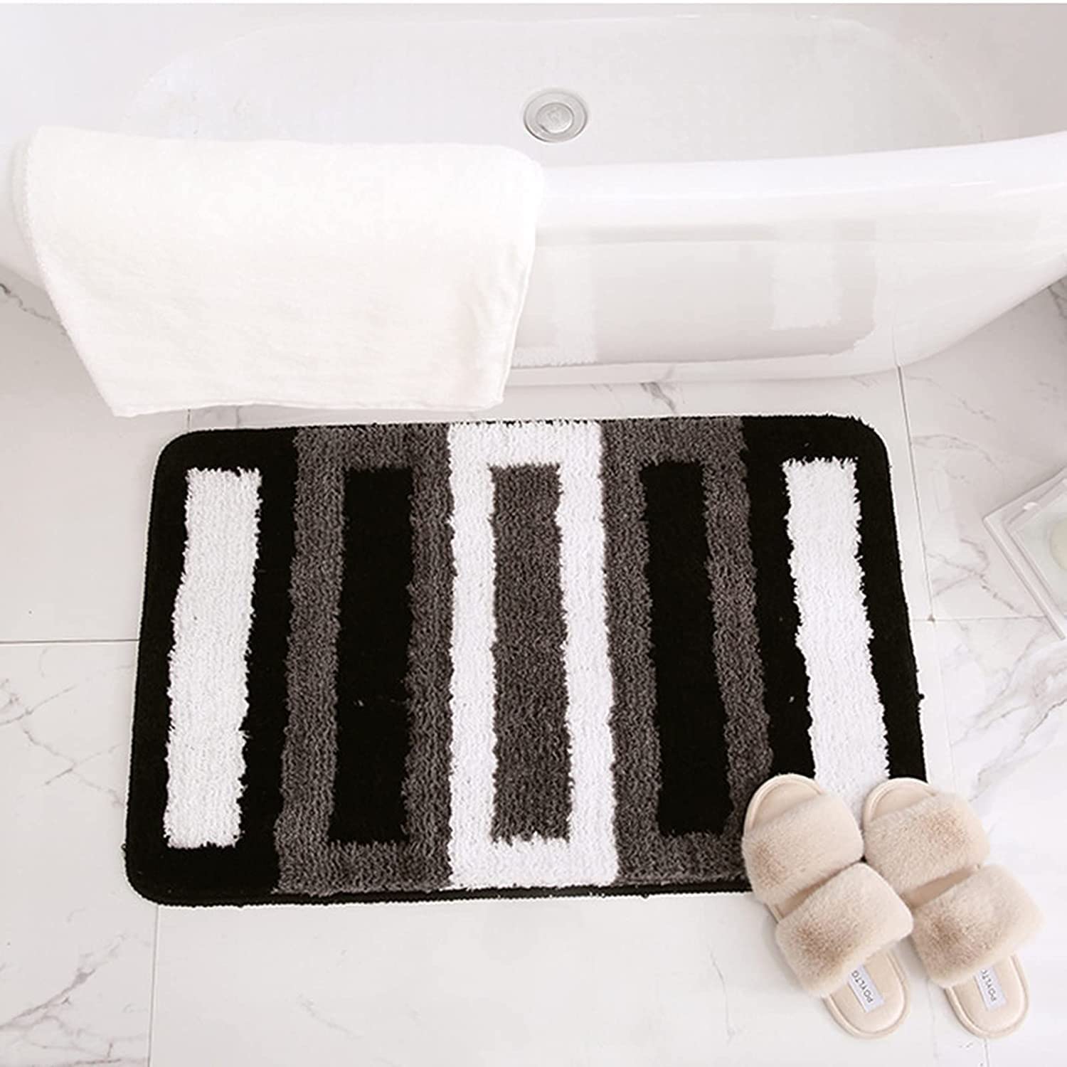 ZLZNX Badematten Mikrofaser rutschfeste Weiche Saugfähige Teppiche Maschinenwaschbare Badeteppiche für Badezimmer Familientoilette Küche,0,50X80CM