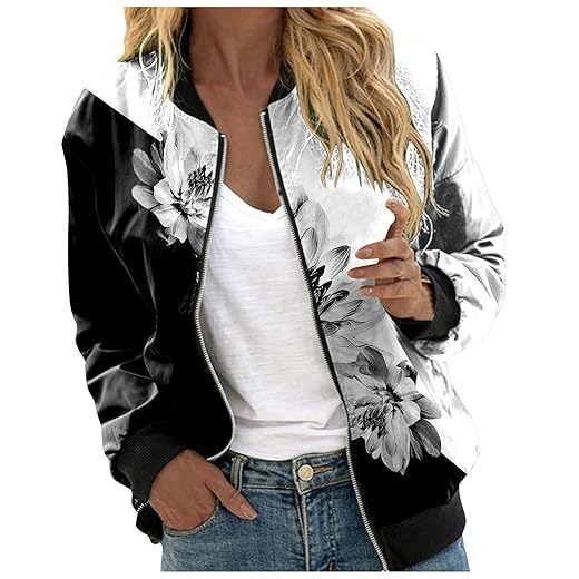 riou Chaqueta Bomber para Mujer con Bolsillos Cuello Alto Jerséis Sueltos Sudadera con Estampado Otoño-Invierno Talla Grande Camiseta Mujer Chándal Verde