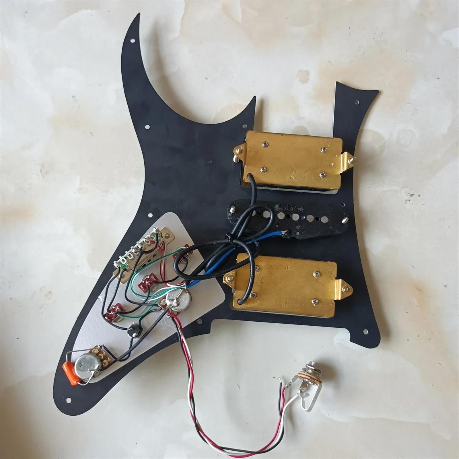 pickup per battipenna pre-cablato Aggiornamento Precablato HSH Battipenna Caricato Nero Alnico V Pickup Set Interruttore Multifunzione A 7 Vie Per Chitarra Elettrica(3/4)