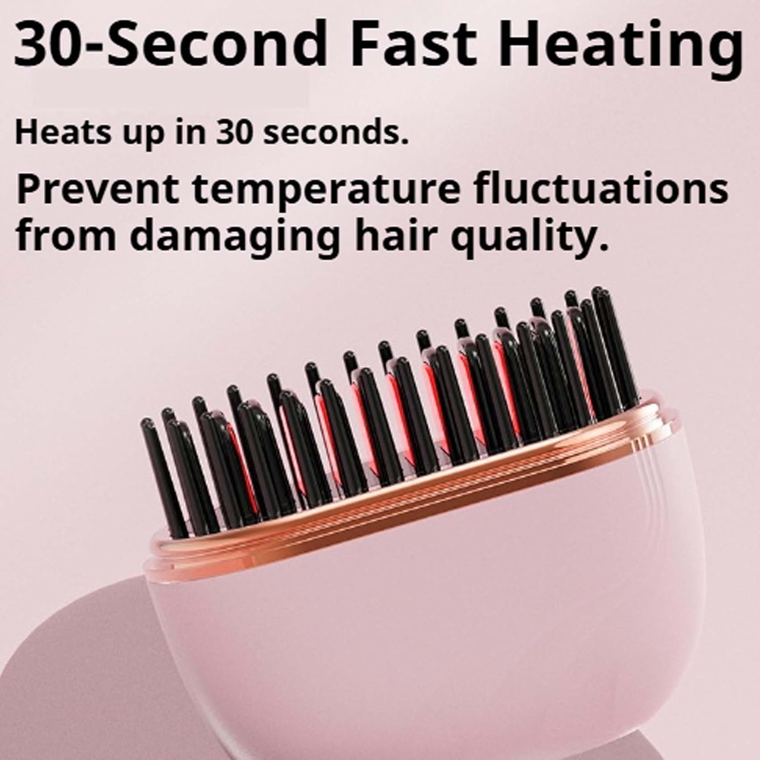 2026 New Mini Hair Straightener Brush,2-in-1 Mini Cordless Hair Straightener Comb,30s Fast Heating Hot Comb,3-Speed Temperature Control,Portable USB Rechargeable Heated Styling Brush (Black)