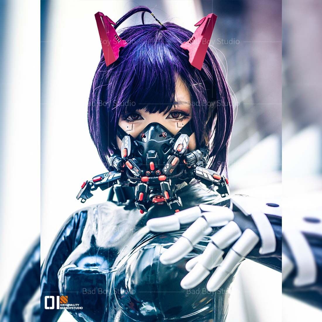 Punk Technical Light-emitting Mask & Goggles Male's Cosplay Prop for Halloween Parties