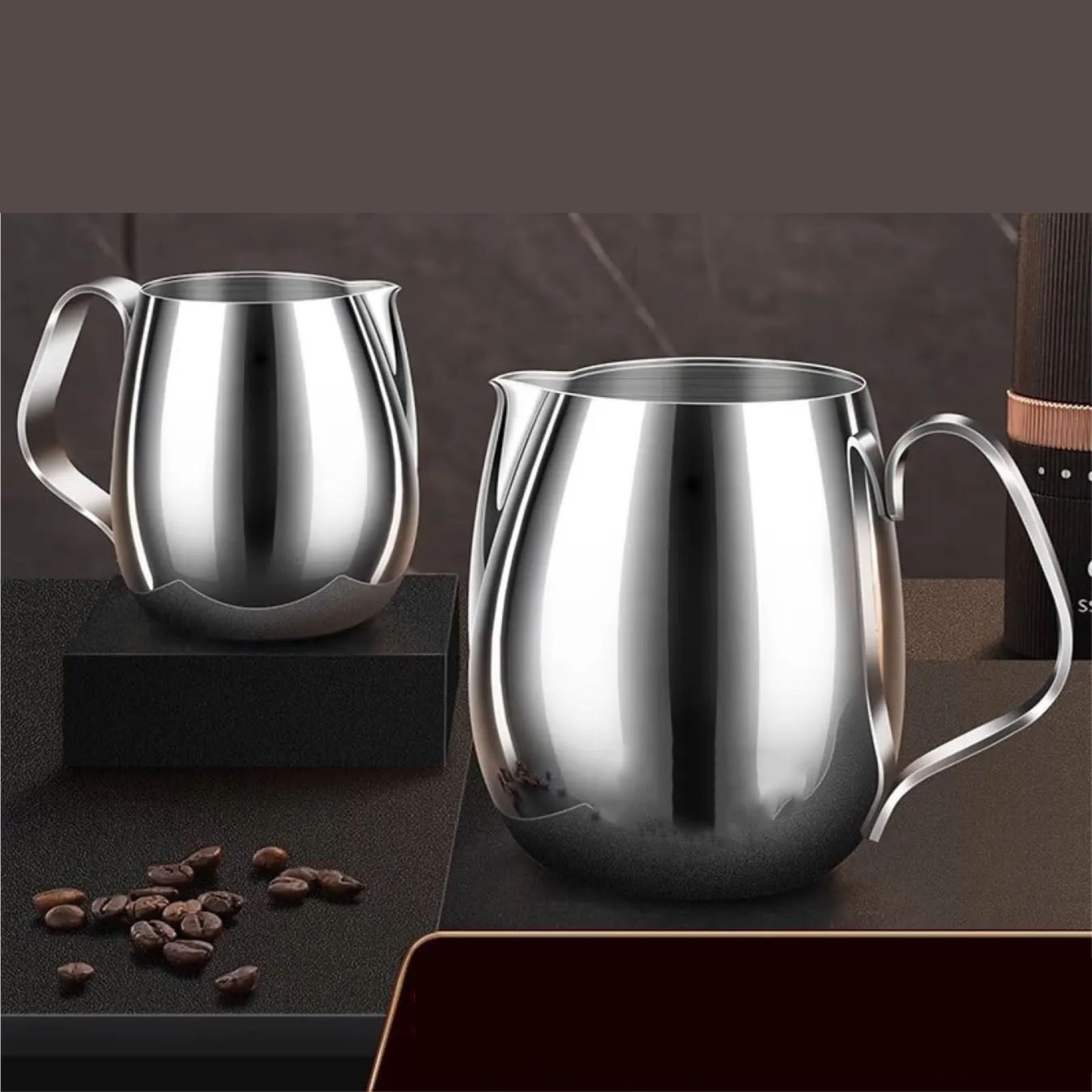 Jarra para Espumar Leche Cilindro de tracción de Acero Inoxidable, Tazas for Tirar de la Leche, ponche, Tazas de café, Leche, Hornear, té de la Leche, Tazas for Tirar(700ml)
