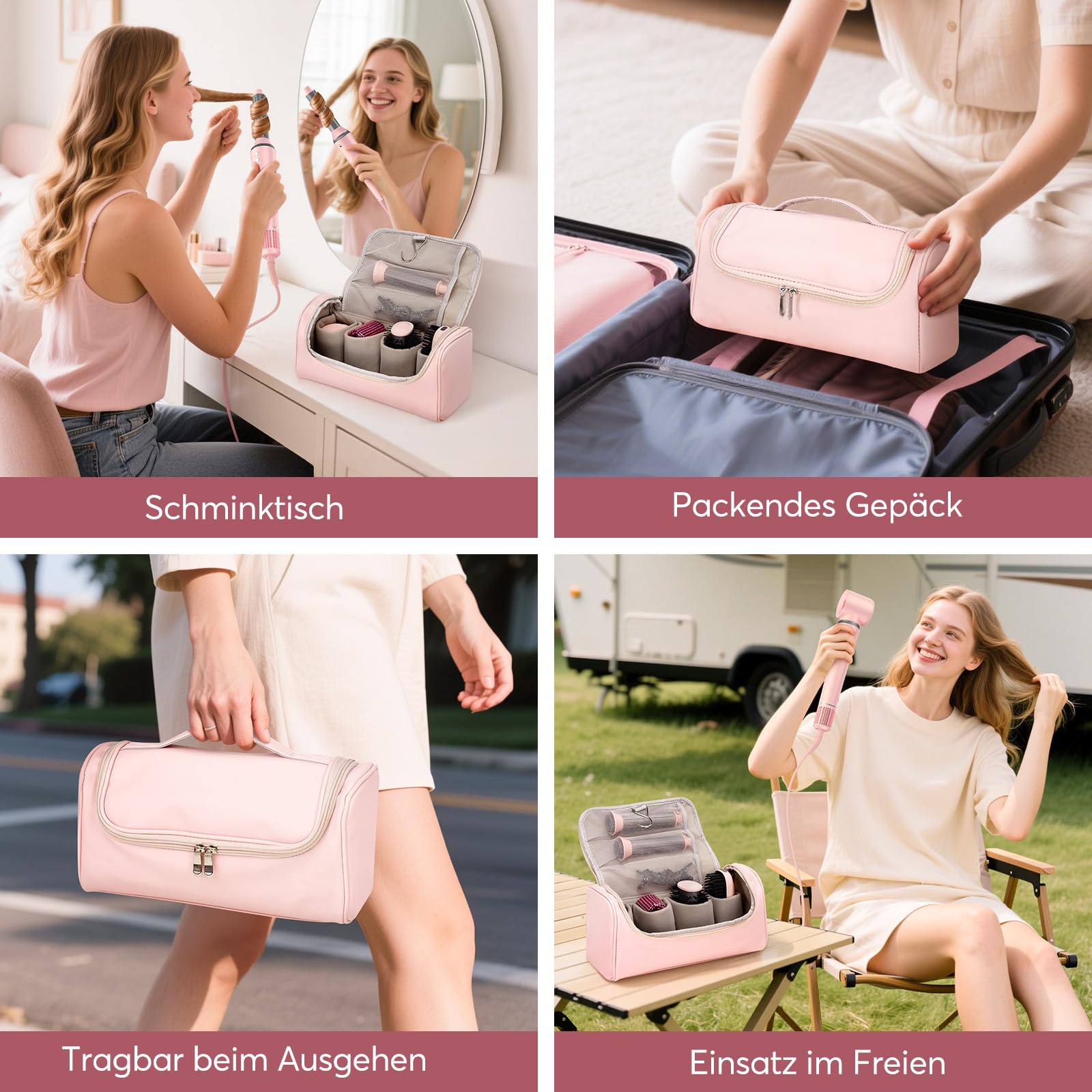 5 in 1 Airstyler,160000 U/Min High-Speed Ionen Föhn, Multifunktionaler Hairstyler, Keine Hitzeschäden Lockenstab Automatisch, Rundbürstenföhn Warmluftbürste,Zum Glätten,Trocknen,Locken,mit Reisetasche
