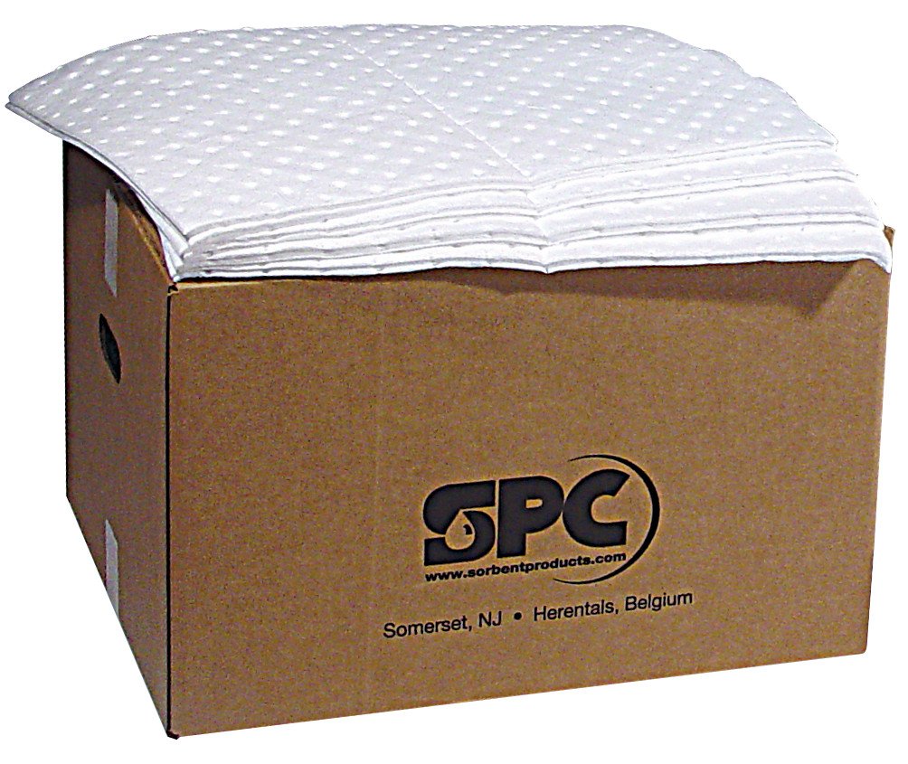 Brady SPC SXT300 15" x 19" Medium Weight Oil Only Absorbent Pads with Low Linting Durable Spunbond Cover - 100 ct