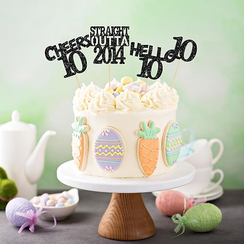 Miniatura 5 de Gyufise 24 piezas Straight Outta 2013 Decoración para cupcakes con purpurina de diez felices 10 magdalenas, saludos a 10 años, decoraciones de